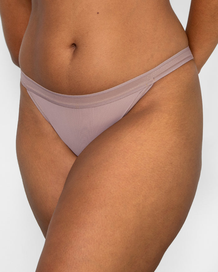 curvy couture Sheer Mesh String Bikini Panty Bark