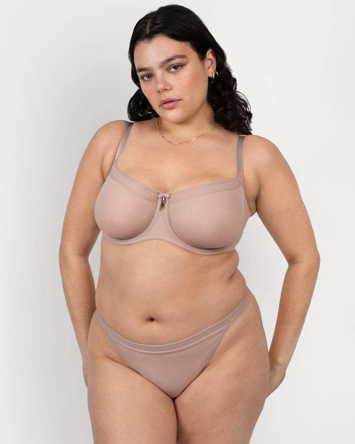 Curvy Couture Sheer Mesh Unlined Balconette Bark