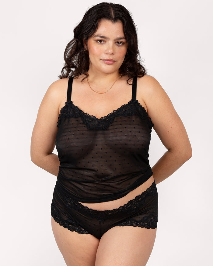 curvy couture Sheer Whisper 2Pc Set Onyx