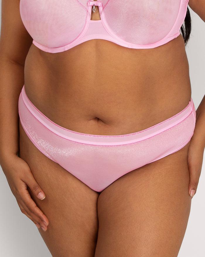 Curvy Couture Shimmer Thong Panty Pink Fizz