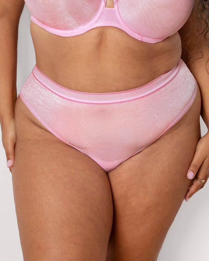 curvy couture Shimmer Thong Panty Pink Fizz