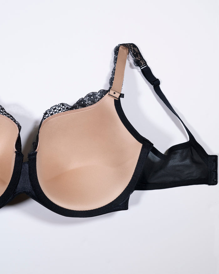 Curvy Couture Tulip Lace Push Up Bra Black