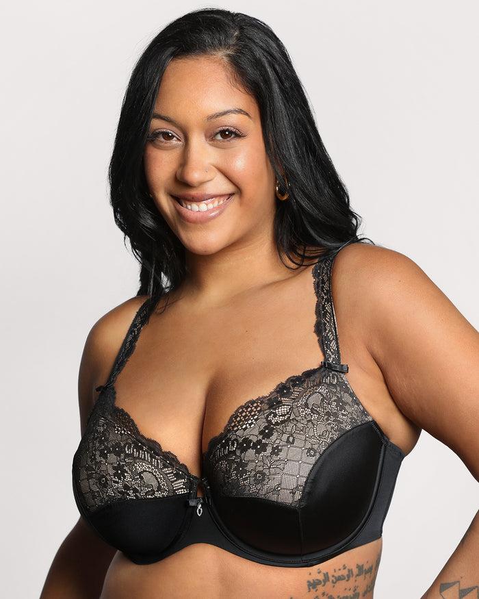 curvy couture Tulip Lace Push Up Bra Black