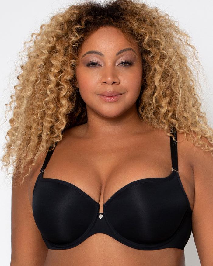 curvy couture Tulip Smooth T-Shirt Bra Black