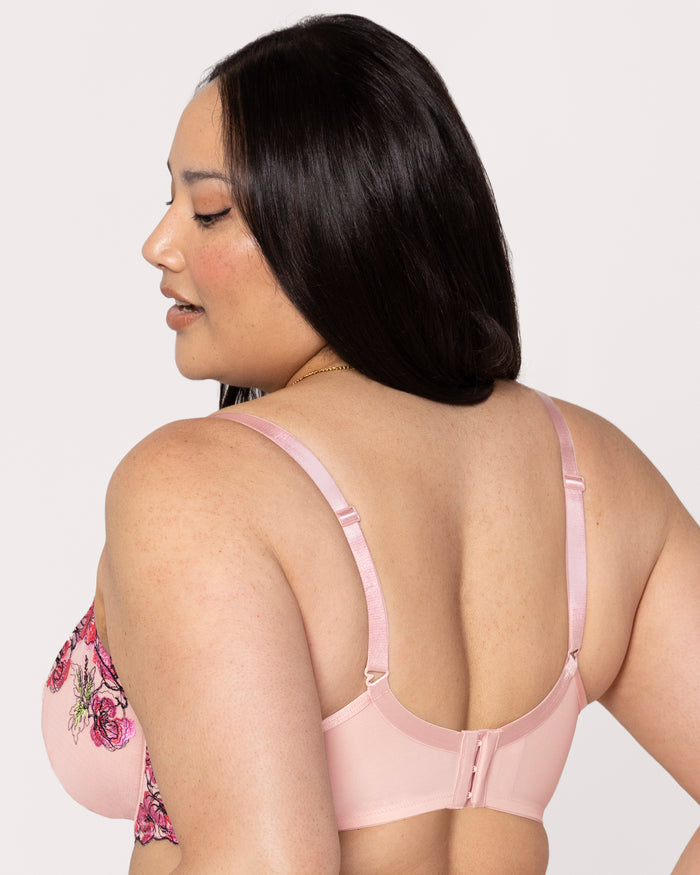 Curvy Couture Lush Embroidery Unlined Full Coverage Balconette Bra Blushing Rose