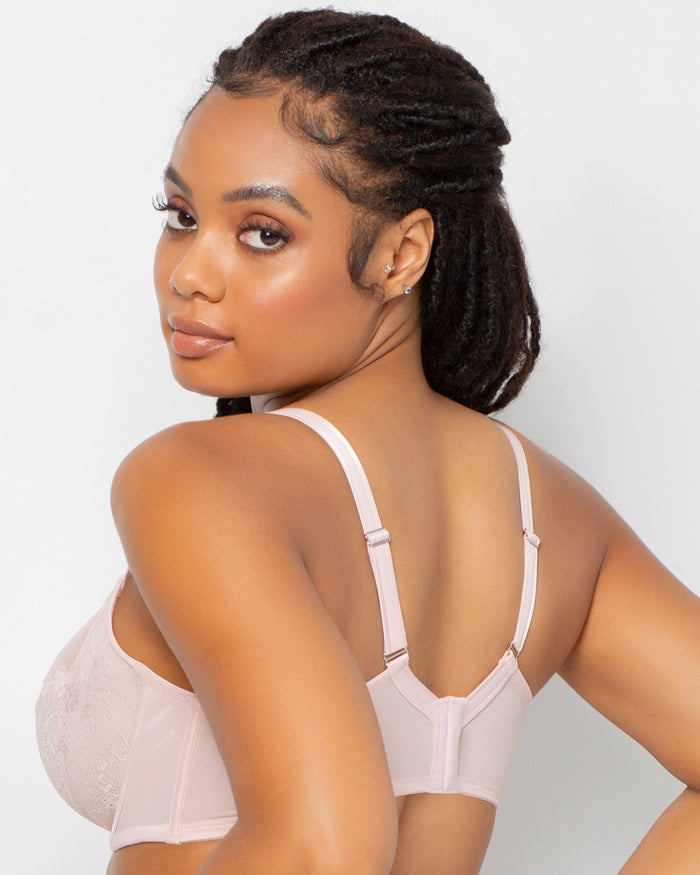 Curvy Couture Luxe Lace Underwire Bra Blushing Rose