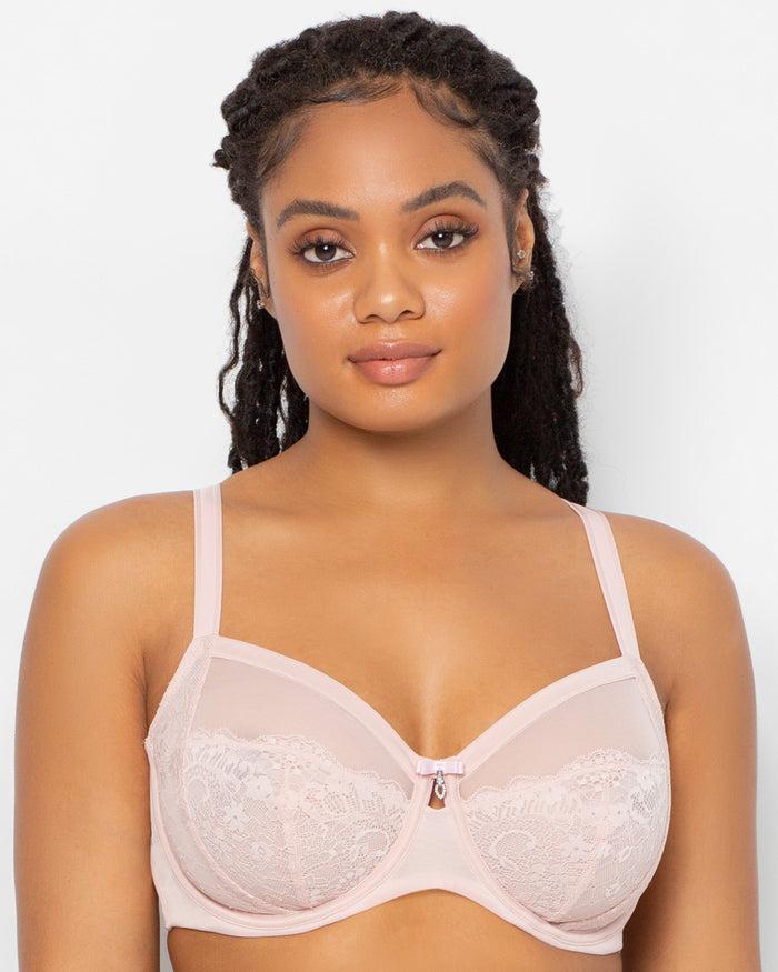 Curvy Couture Luxe Lace Underwire Bra Blushing Rose