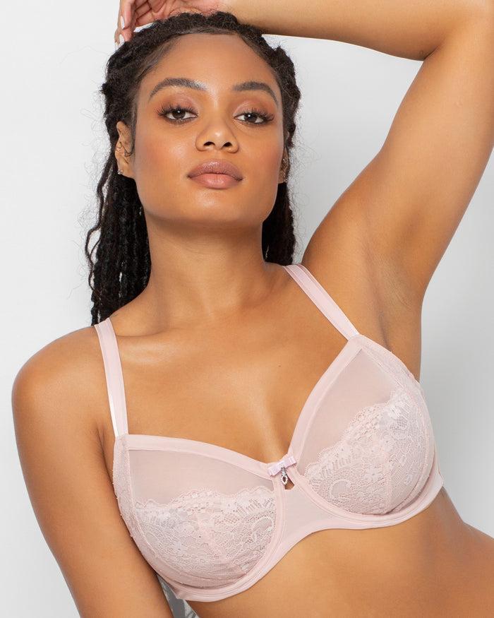 curvy couture Luxe Lace Underwire Bra Blushing Rose
