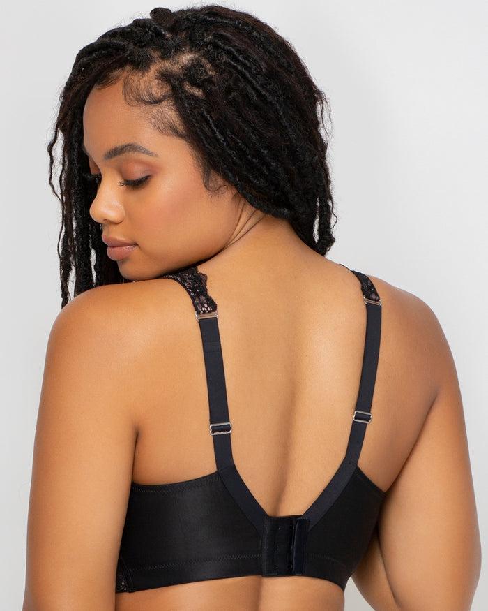 Curvy Couture Luxe Lace Wireless Bra Black Hue W/ Ballet Fever