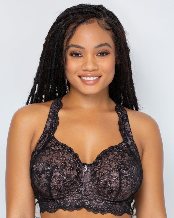 curvy couture Luxe Lace Wireless Bra Black Hue W/ Ballet Fever