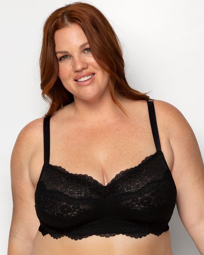 curvy couture Luxe Lace Wireless Bralette Black Hue