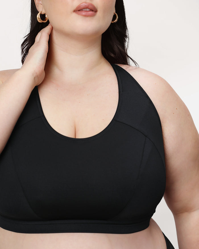 Curvy Couture Medium Impact Wireless Sports Bra Black Hue