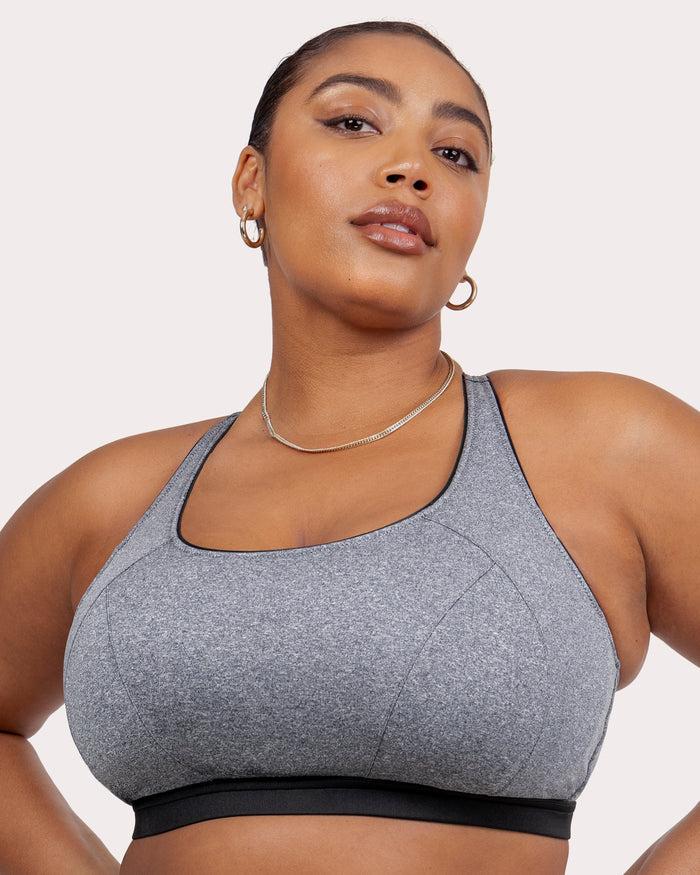curvy couture Medium Impact Wireless Sports Bra Charcoal