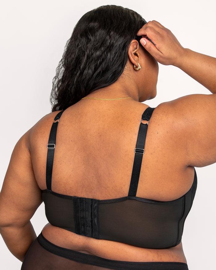 Curvy Couture No-Show Lace Bustier Bra Top Black Hue