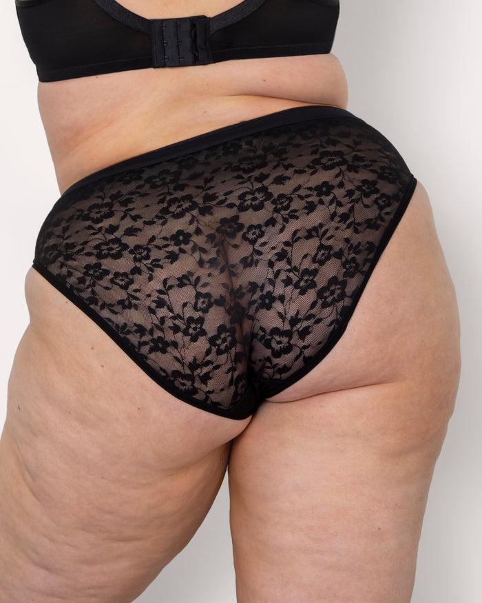 Curvy Couture No-Show Lace High Cut Brief Black Hue