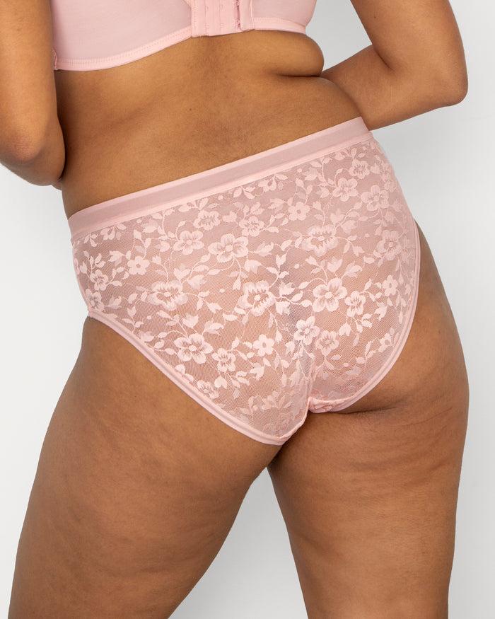Curvy Couture No-Show Lace High Cut Brief Blushing Rose