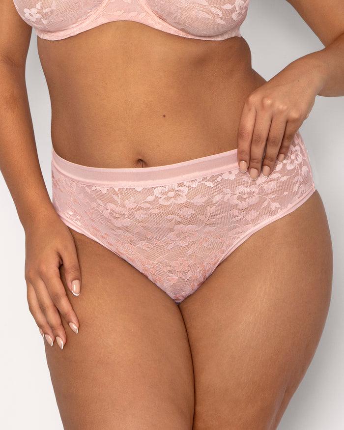 curvy couture No-Show Lace High Cut Brief Blushing Rose