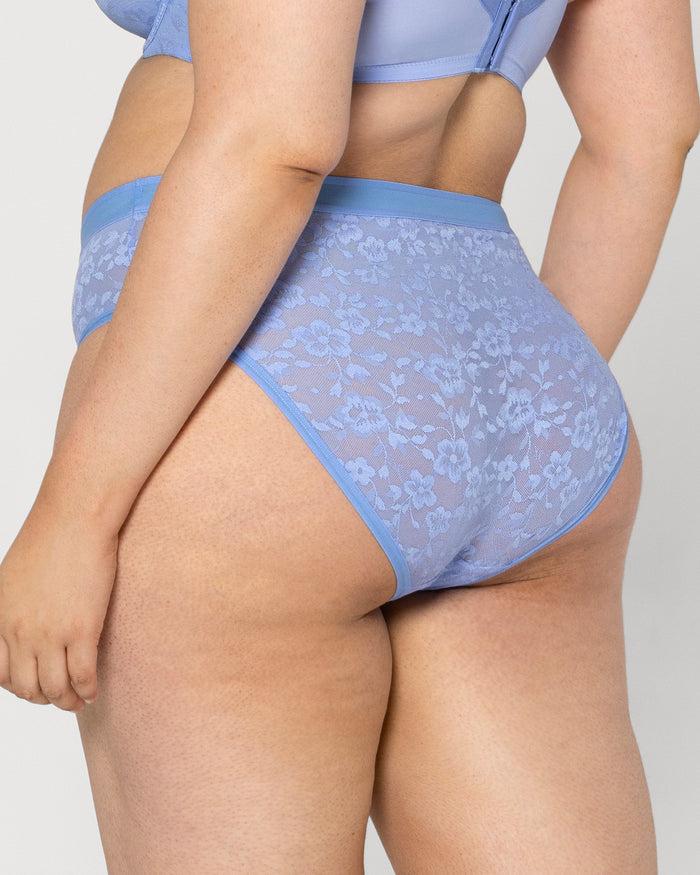 Curvy Couture No-Show Lace High Cut Brief Denim Blue