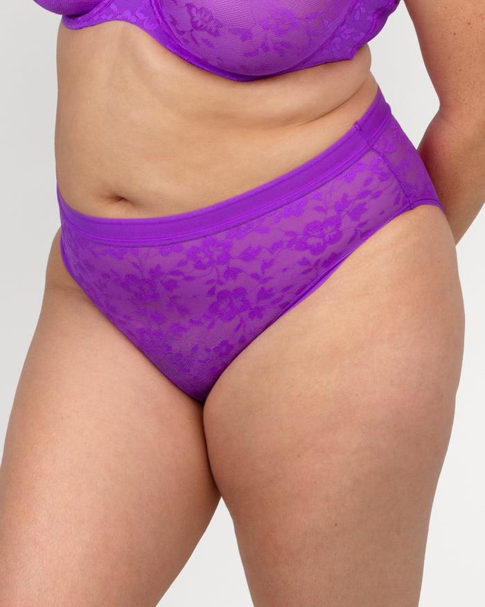 Curvy Couture No-Show Lace High Cut Brief Purple Passion