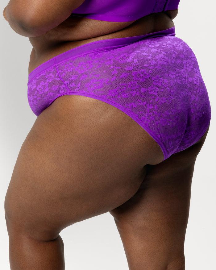Curvy Couture No-Show Lace High Cut Brief Purple Passion