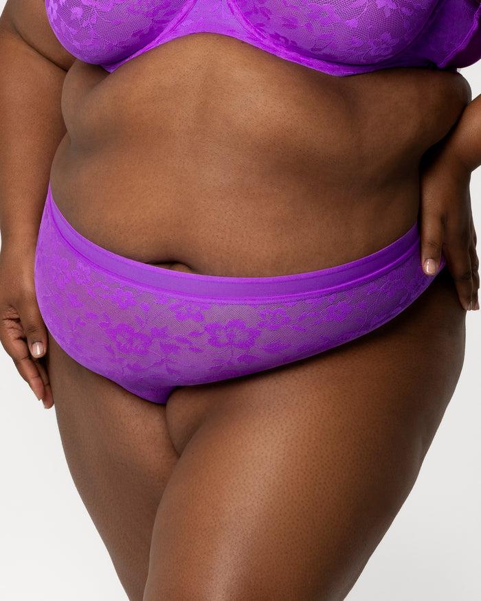 curvy couture No-Show Lace High Cut Brief Purple Passion