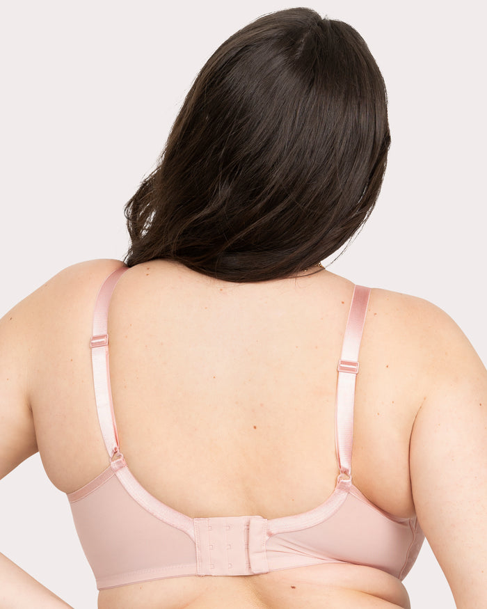 Curvy Couture No-Show Lace Plunge T-Shirt Bra Blushing Rose