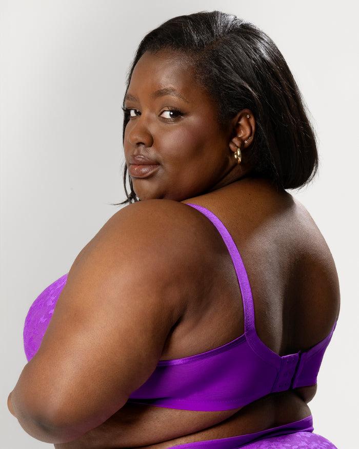 Curvy Couture No-Show Lace Unlined Underwire Bra Purple Passion