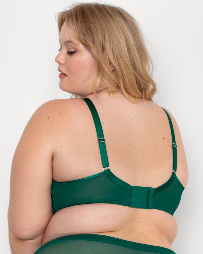 Curvy Couture Sheer Mesh Full Coverage Unlined Underwire Bra Aventurine
