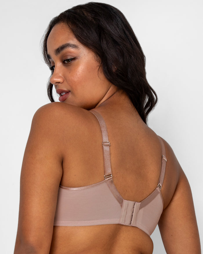 Curvy Couture Sheer Mesh Full Coverage Unlined Underwire Bra Bark