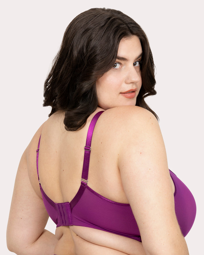 Curvy Couture Sheer Mesh Full Coverage Unlined Underwire Bra Berry Bliss