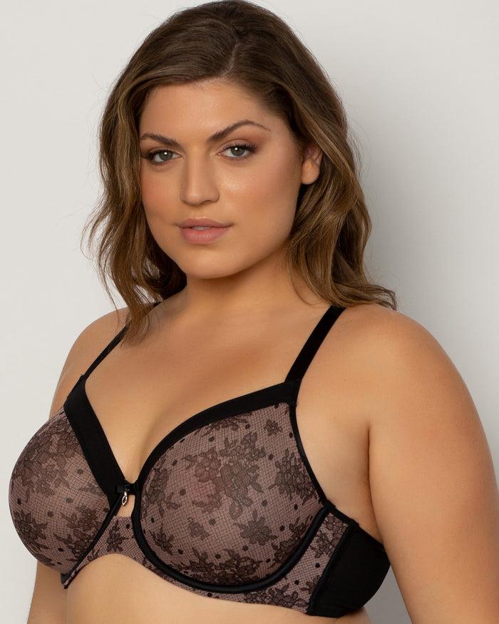 Curvy Couture Sheer Mesh Full Coverage Unlined Underwire Bra Chantilly