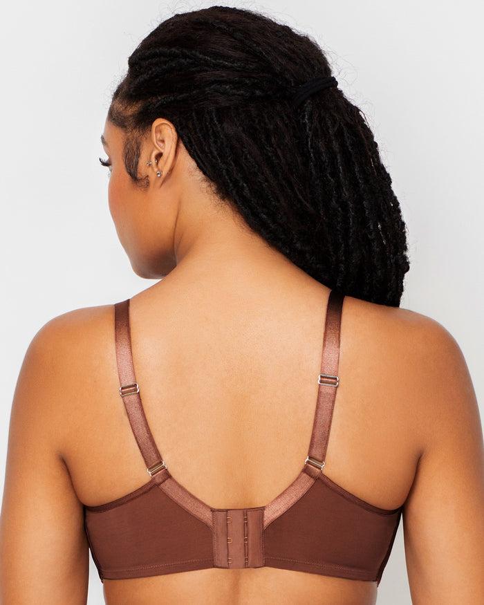 Curvy Couture Sheer Mesh Full Coverage Unlined Underwire Bra Chocolate Nude