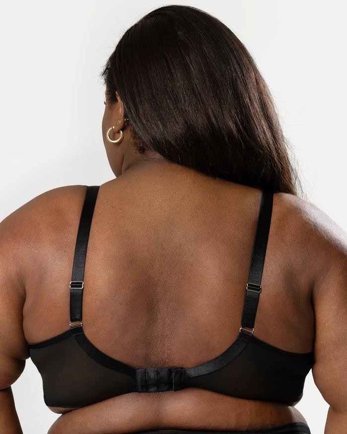 Curvy Couture Sheer Mesh Full Coverage Unlined Underwire Bra Dramatic Roses