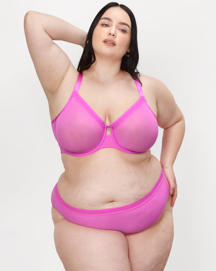curvy Couture Sheer Mesh Full Coverage Unlined Underwire Bra Flirt