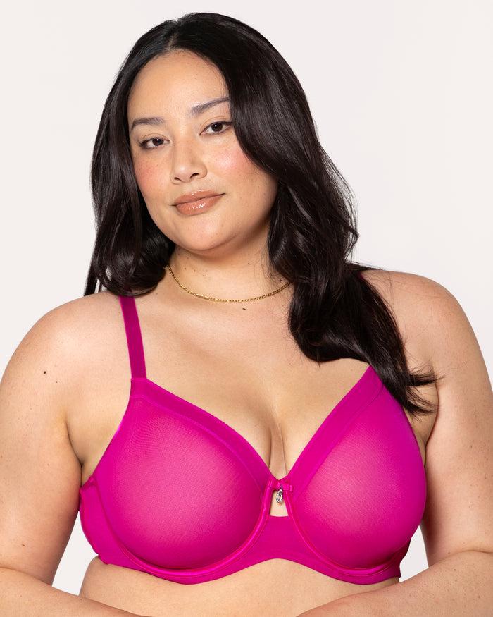 curvy couture Sheer Mesh Full Coverage Unlined Underwire Bra Glamberry