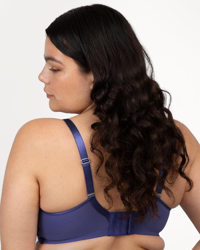 Curvy Couture Sheer Mesh Full Coverage Unlined Underwire Bra Vintage Blue