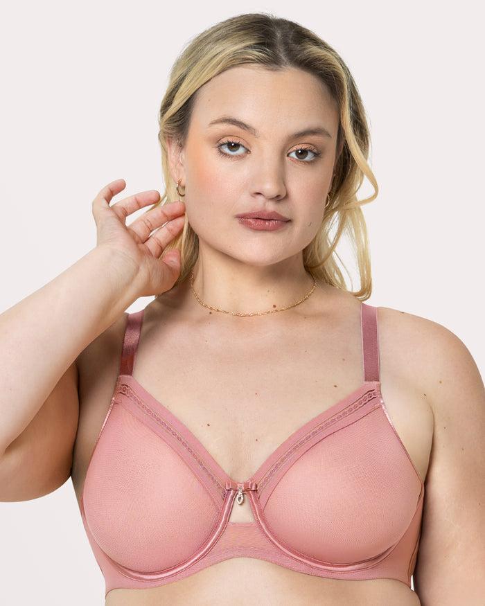 Curvy Couture Sheer Mesh Full Coverage Unlined Underwire Bra Wisteria