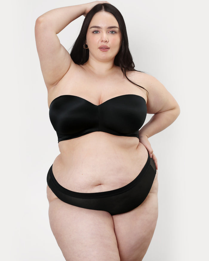 Curvy Couture Sheer Mesh High Cut Brief 3 Pack Black/Flirt/Black