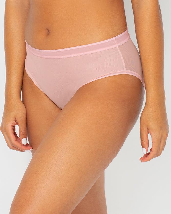 Curvy Couture Sheer Mesh High Cut Brief Blushing Rose