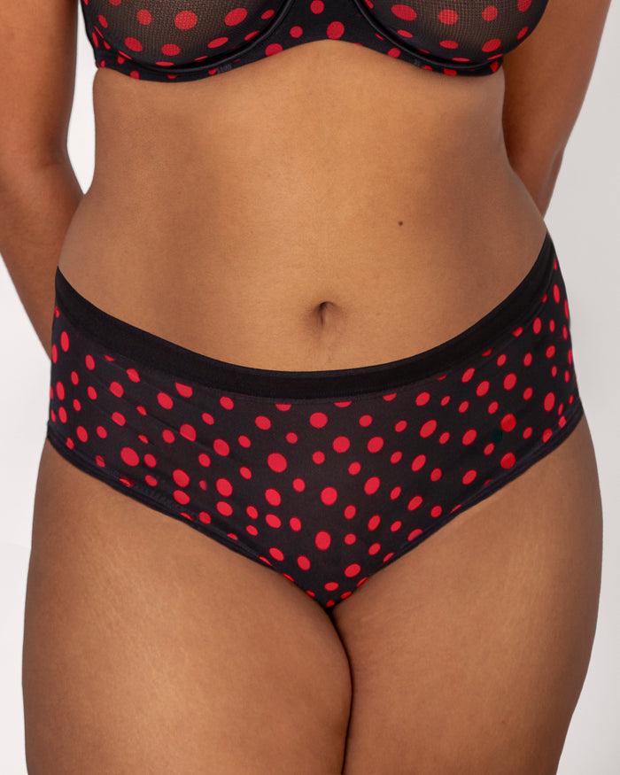 Curvy Couture Sheer Mesh High Cut Brief Dancing Dots