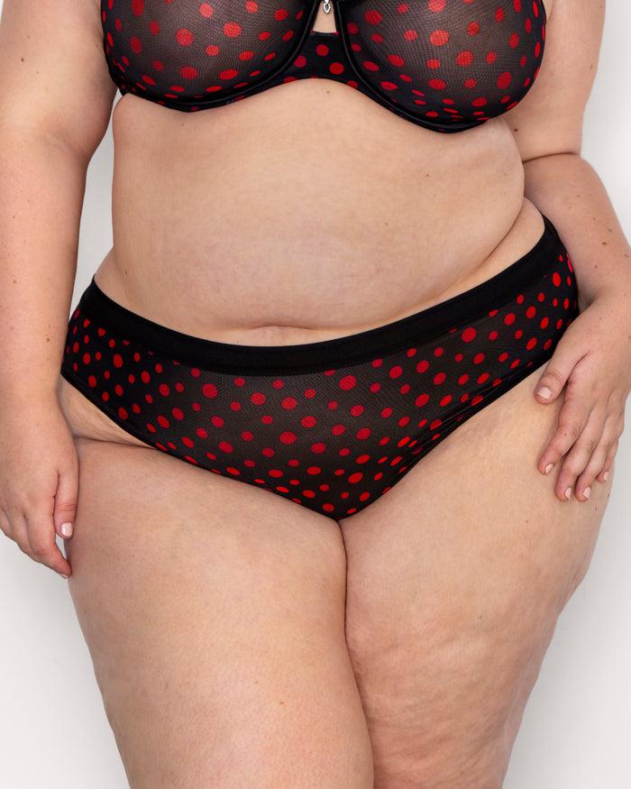 curvy couture Sheer Mesh High Cut Brief Dancing Dots