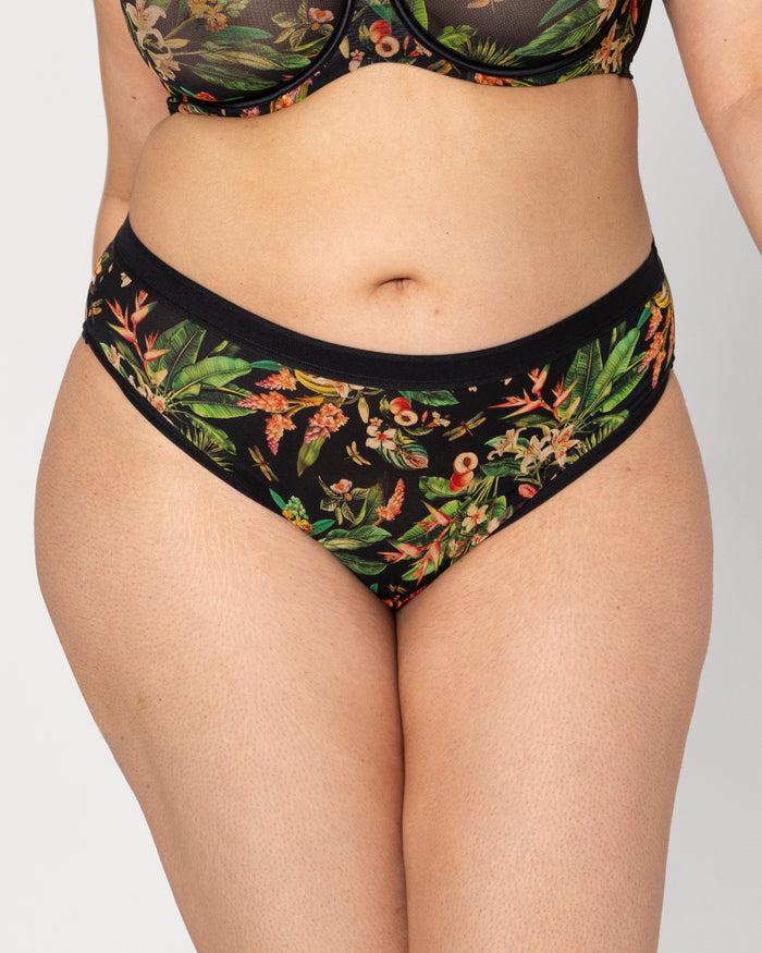 curvy couture Sheer Mesh High Cut Brief Panty Dragonfly Garden