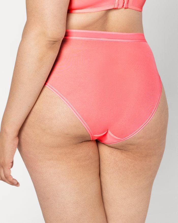 Curvy Couture Sheer Mesh High Cut Brief Panty Sunset Glow