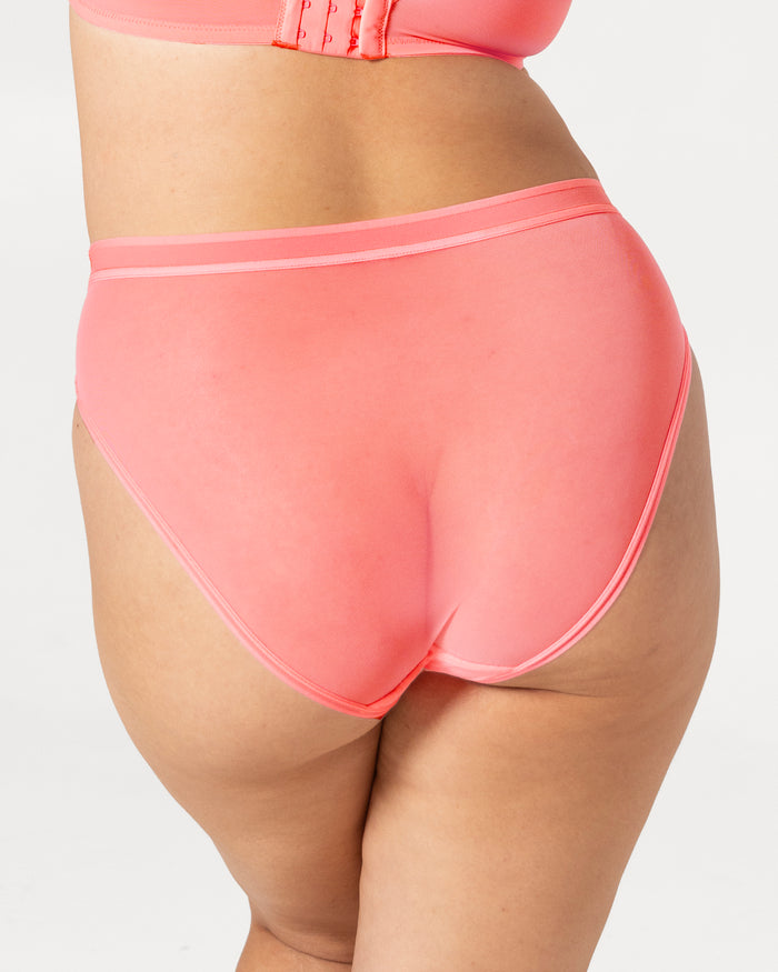 Curvy Couture Sheer Mesh High Cut Brief Panty Sunset Glow