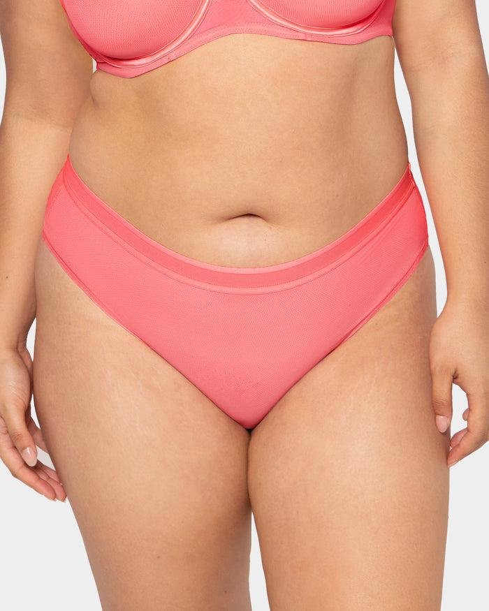 curvy couture Sheer Mesh High Cut Brief Panty Sunset Glow