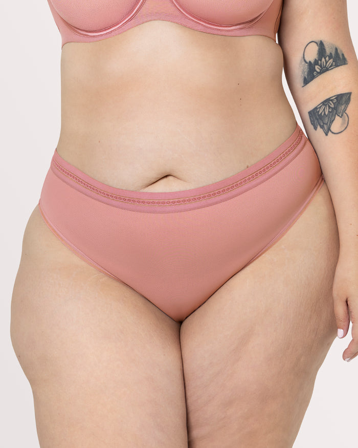 Curvy Couture Sheer Mesh High Cut Brief Panty Wisteria