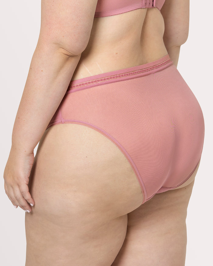 Curvy Couture Sheer Mesh High Cut Brief Panty Wisteria