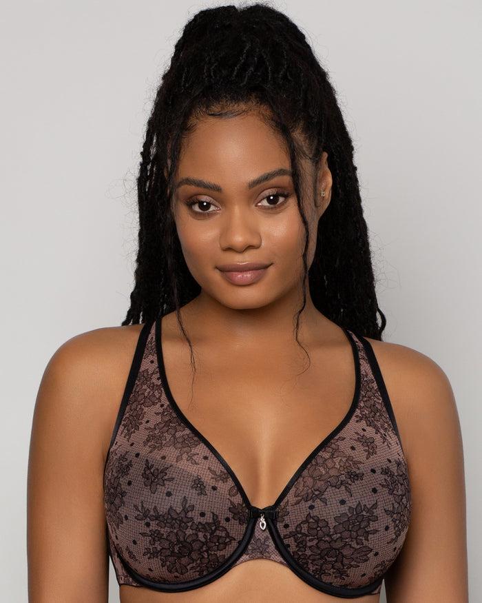Curvy Couture Sheer Mesh Plunge T-Shirt Bra Chantilly
