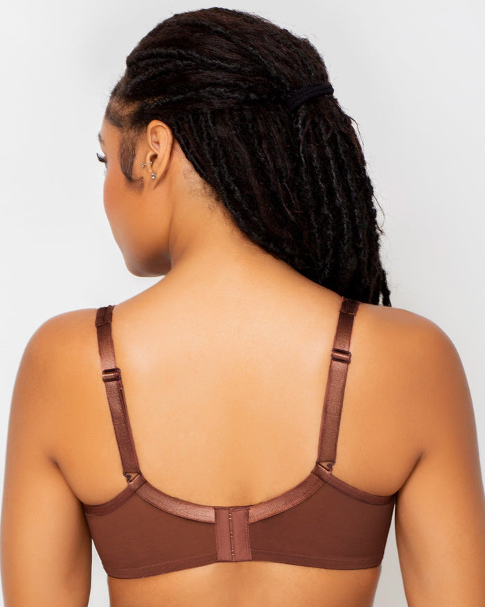 Curvy Couture Sheer Mesh Plunge T-Shirt Bra Chocolate Nude