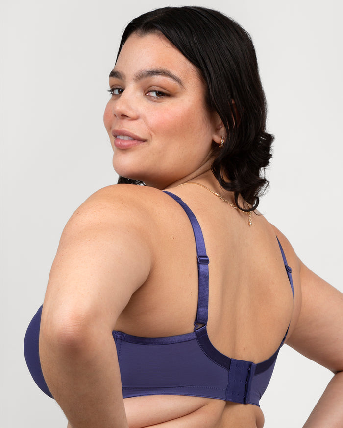 Curvy Couture Sheer Mesh Plunge T-Shirt Bra Vintage Blue